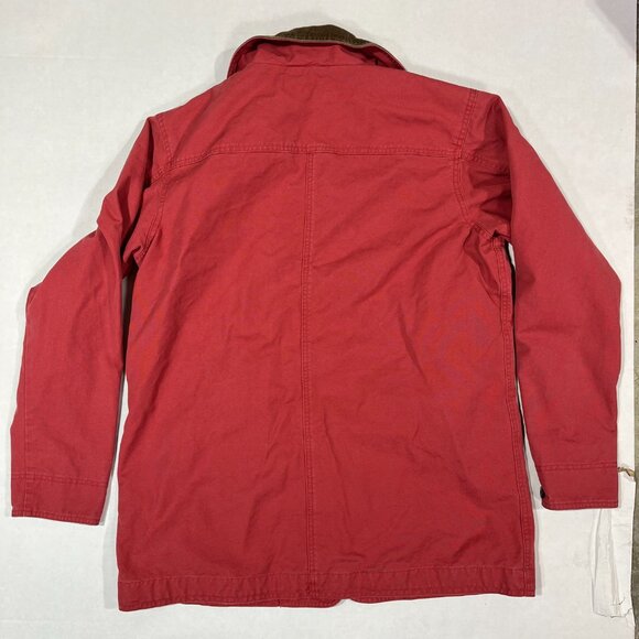 VTG LL Bean Jacket Womens Large Reg. Red Canvas Chore Barn Coat Corduroy Trim - Picture 8 of 12